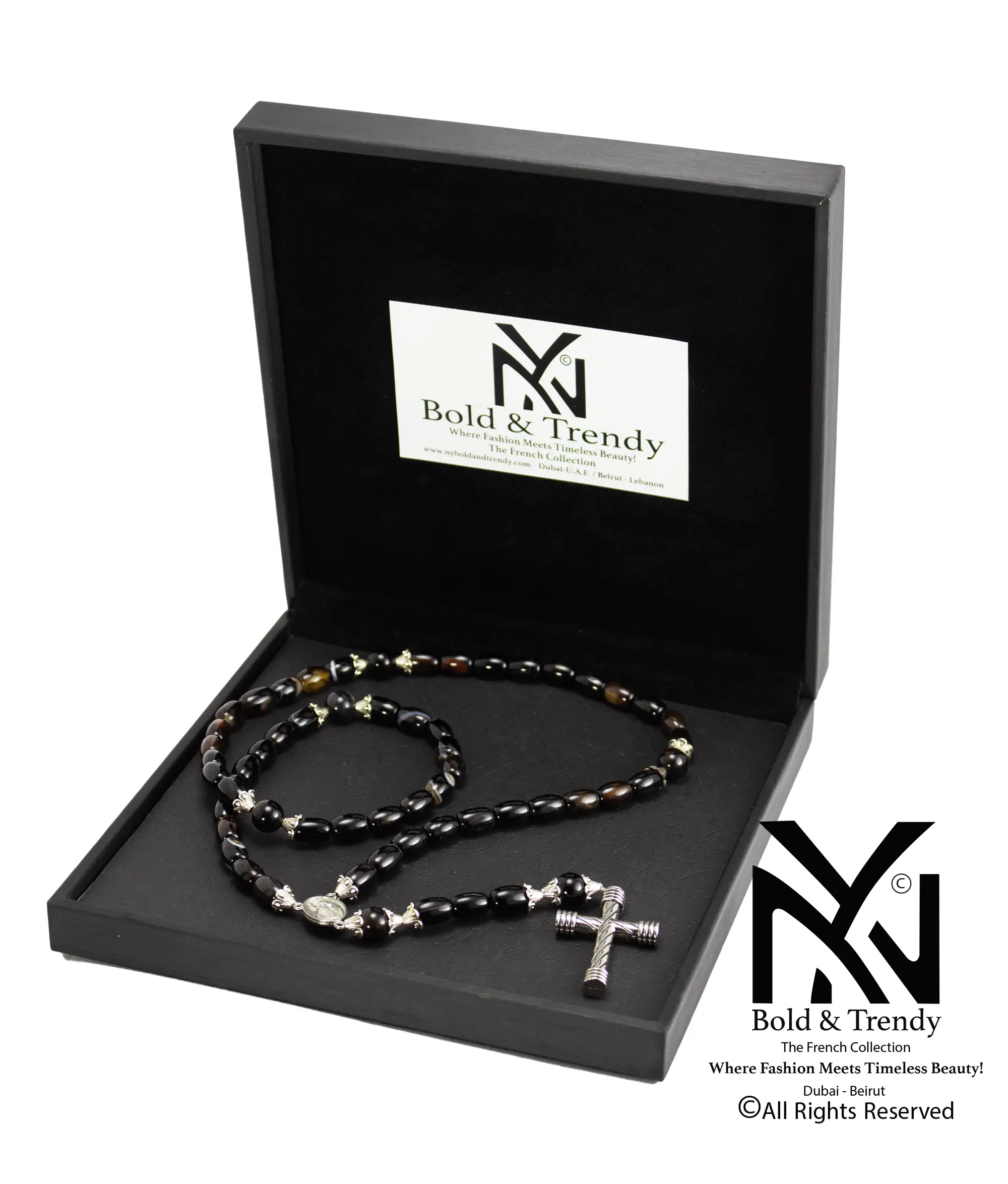  Christian Prayer Rosary Red & Black Agate Dark Peach Agate 1 
