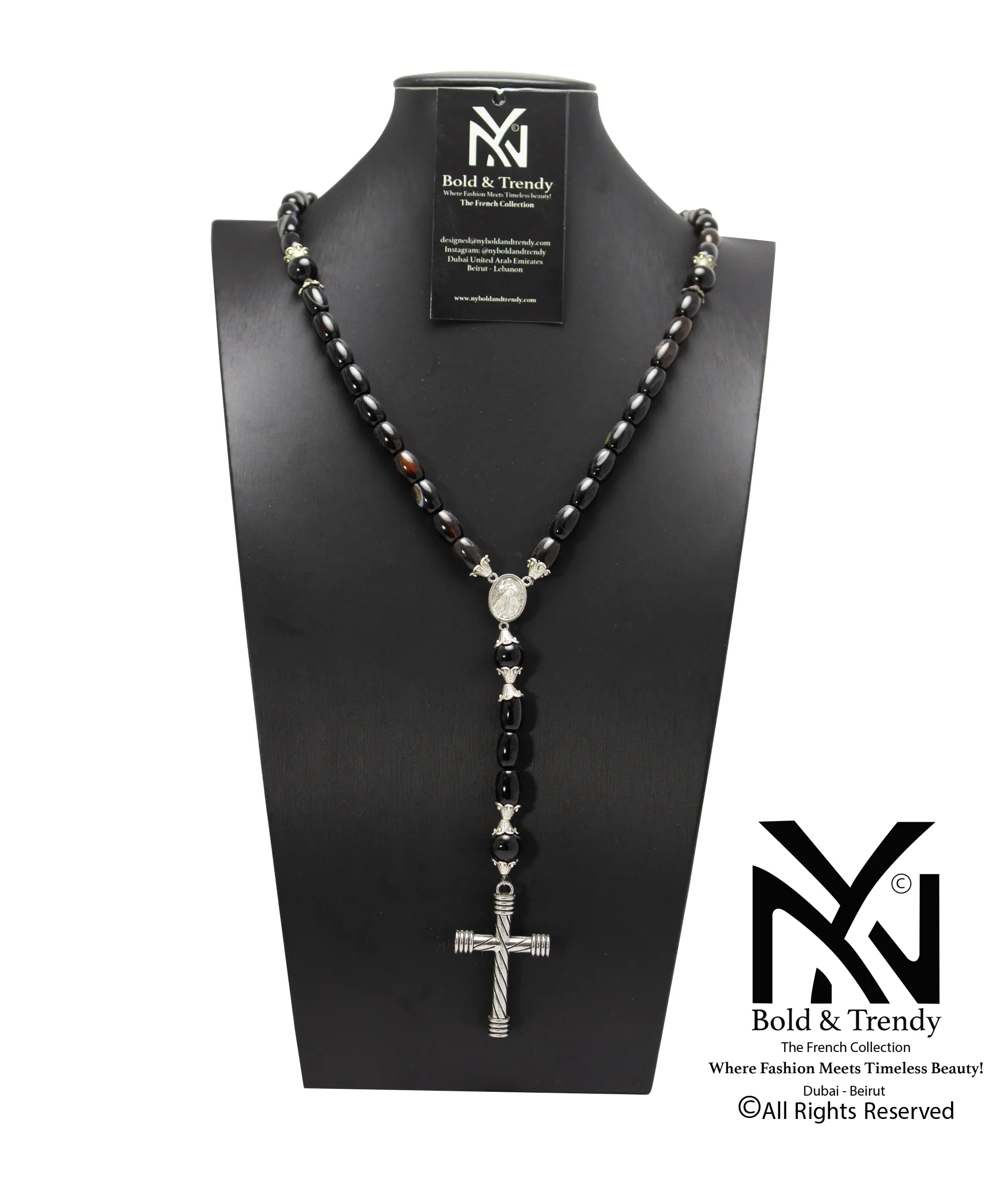  Christian Prayer Rosary Red & Black Agate Dark Peach Agate 1