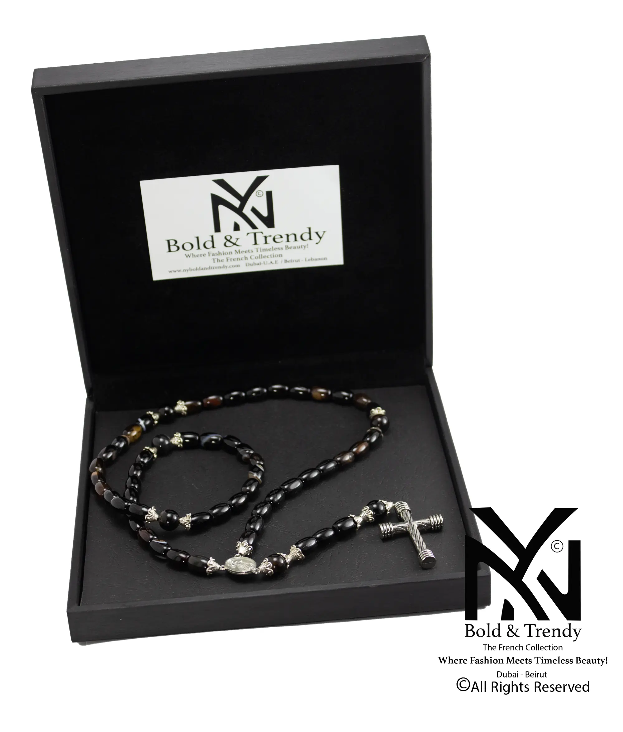  Christian Prayer Rosary Red & Black Agate Dark Peach Agate 1 