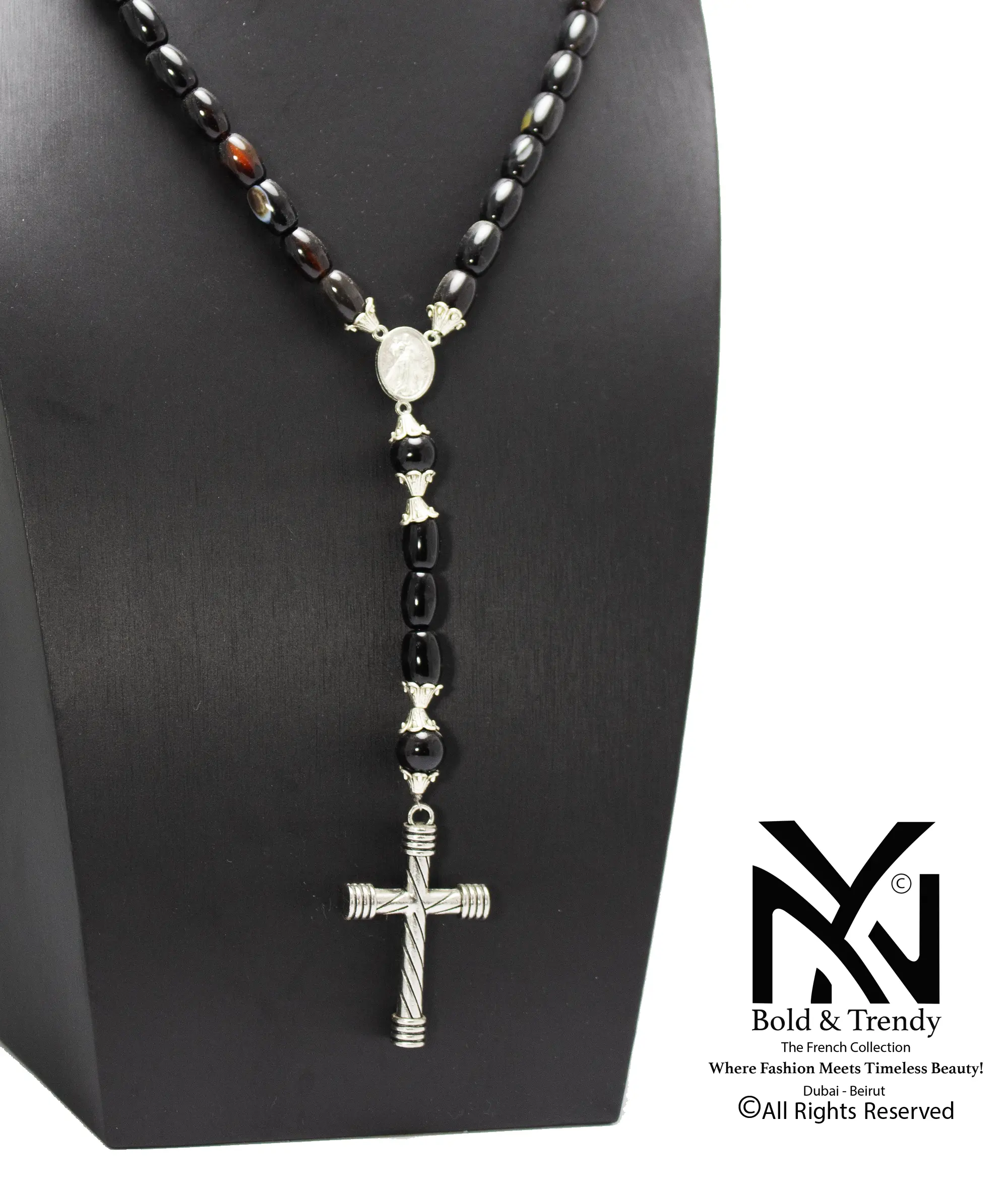  Christian Prayer Rosary Red & Black Agate Dark Peach Agate 1 