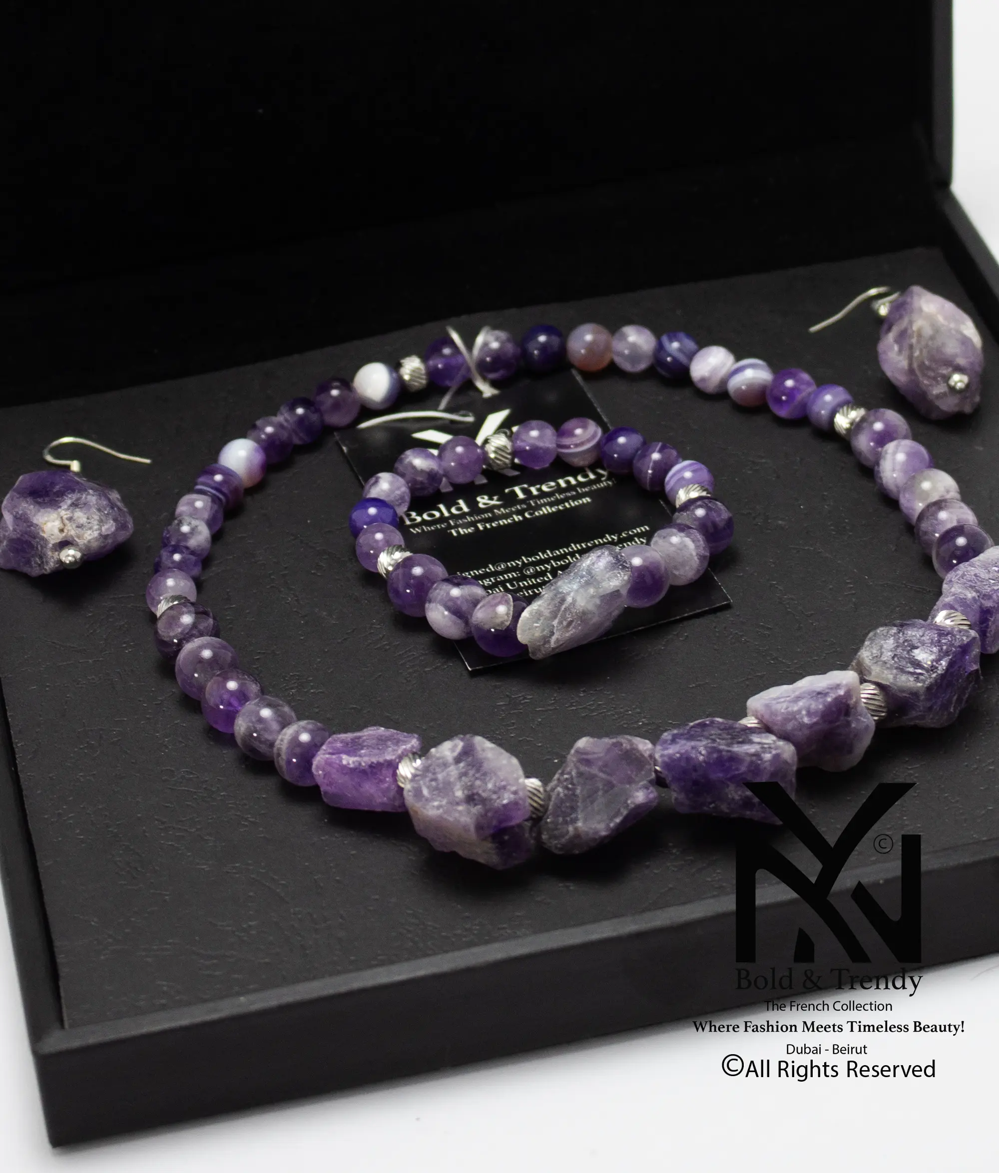  Complete Set Uncut Rough Natural Amethyst Stone And Natural Beads 1
