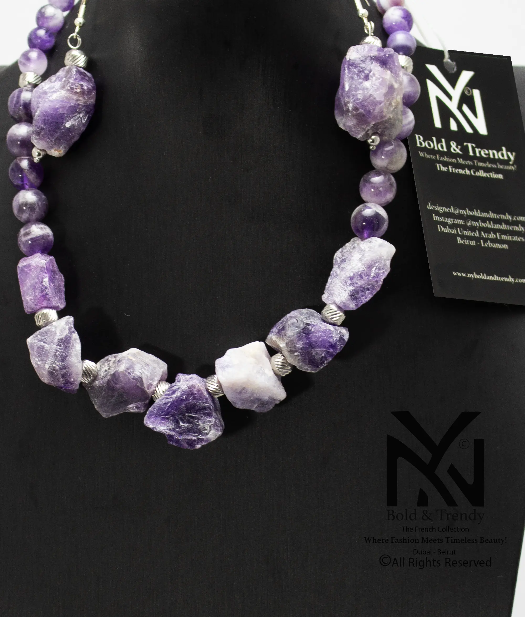 Complete Set Uncut Rough Natural Amethyst Stone And Natural Beads 1