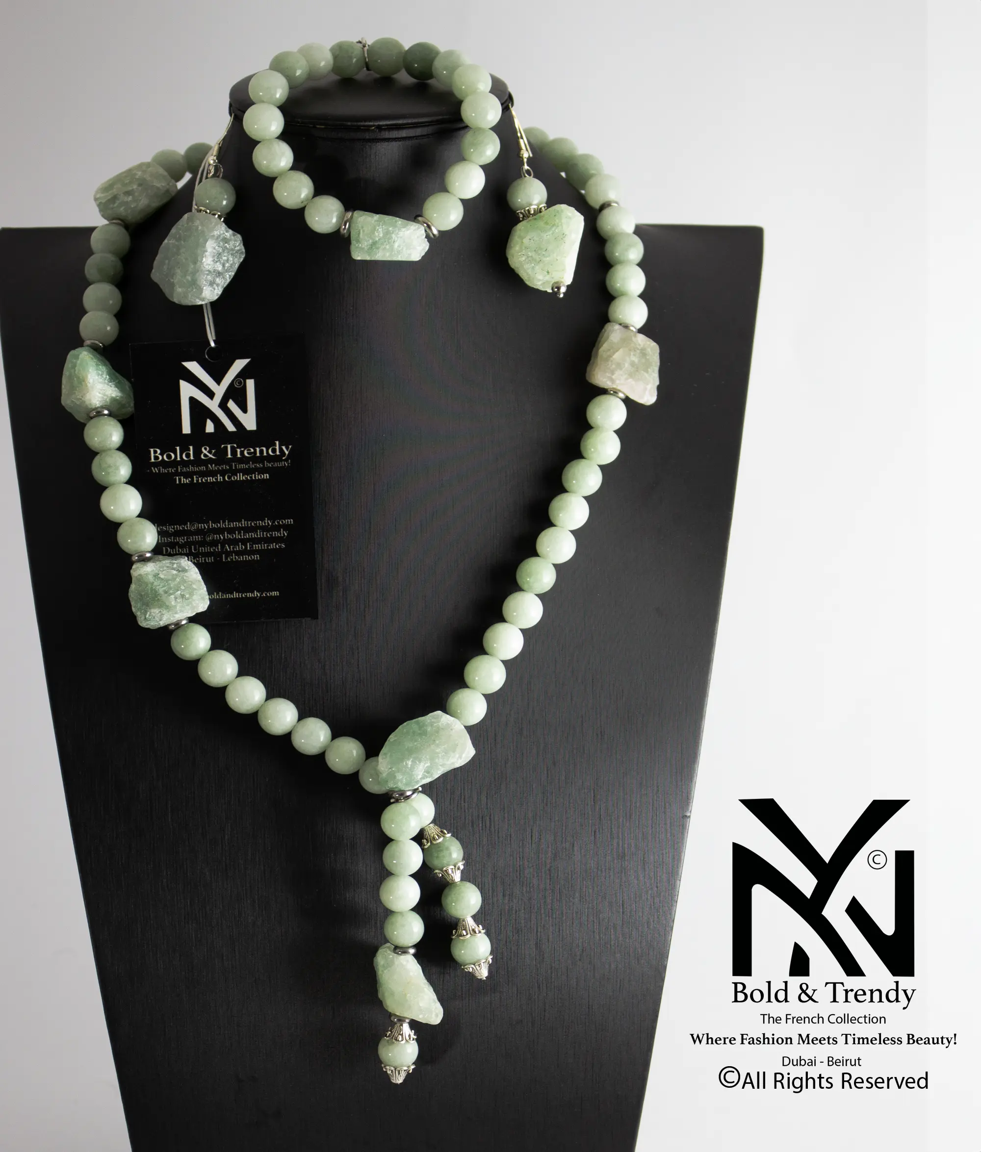 Complete Set Natural Uncut Rough Natural Cloudy Green Jade Beads