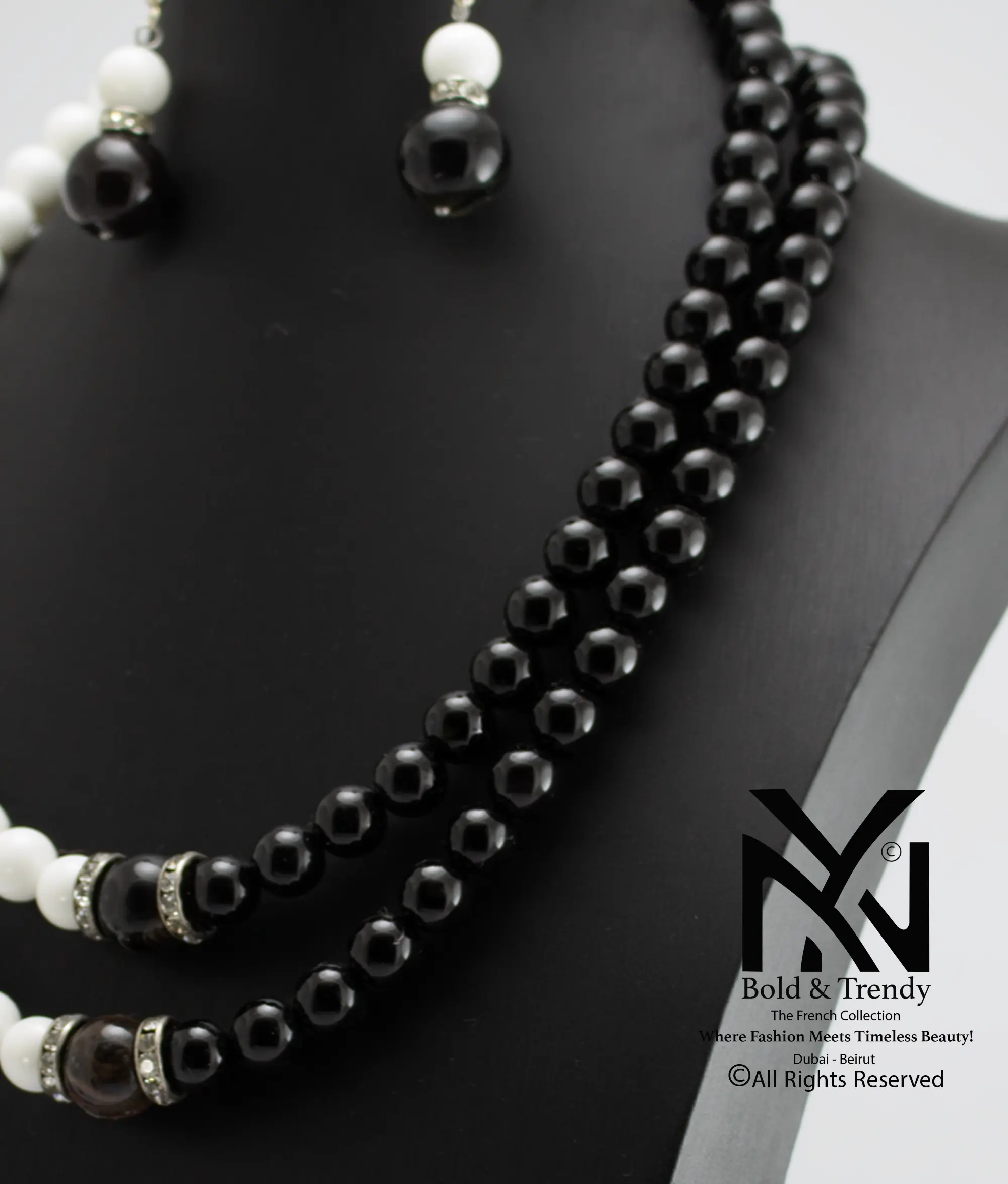  Complete Set Natural Pure White Jade And Brazilian Black Agate 1