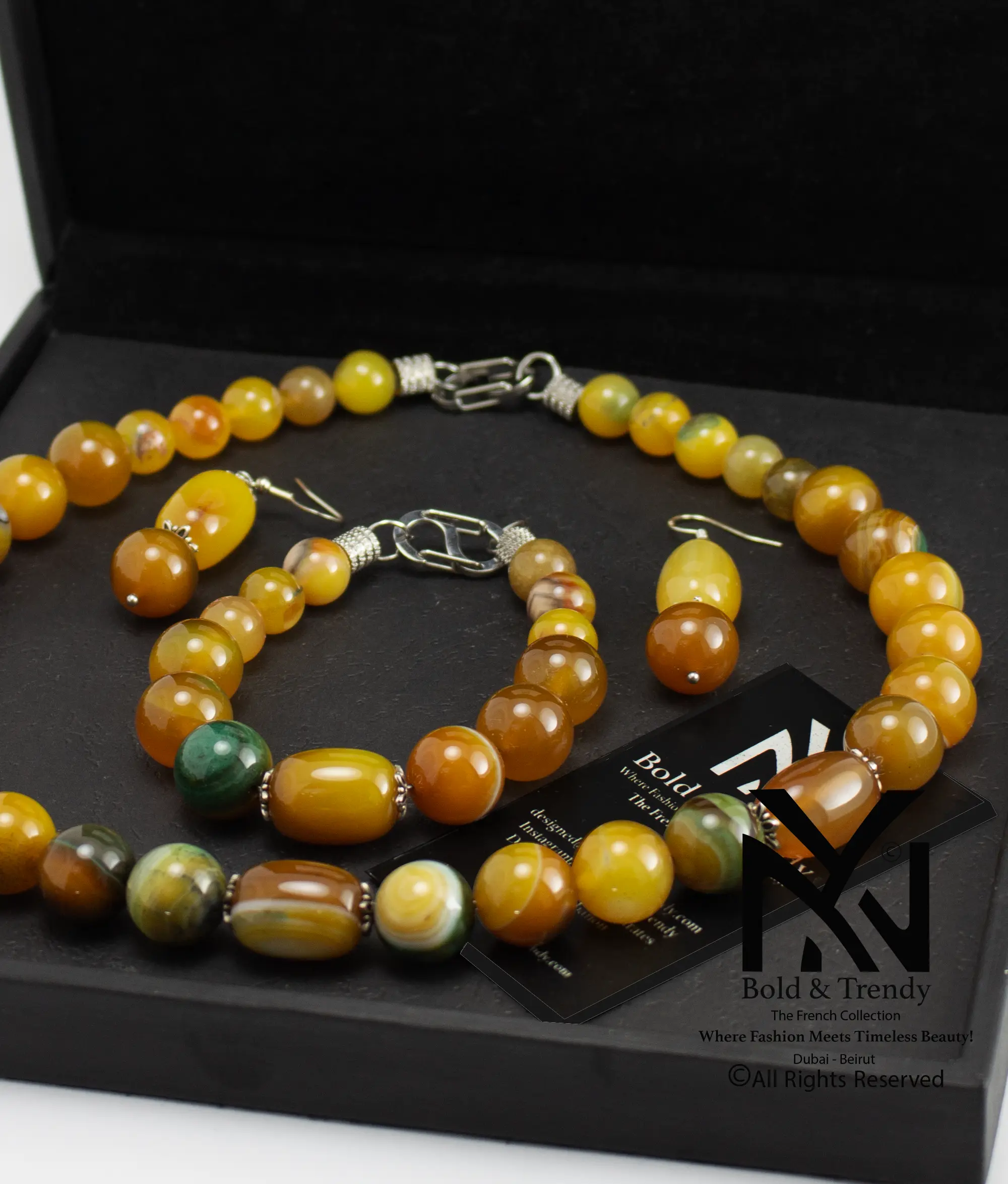  Complete Set Mix Of Rare Agate Black Australian Mexican Red Fire Orange Peach Yamani and Silver 1