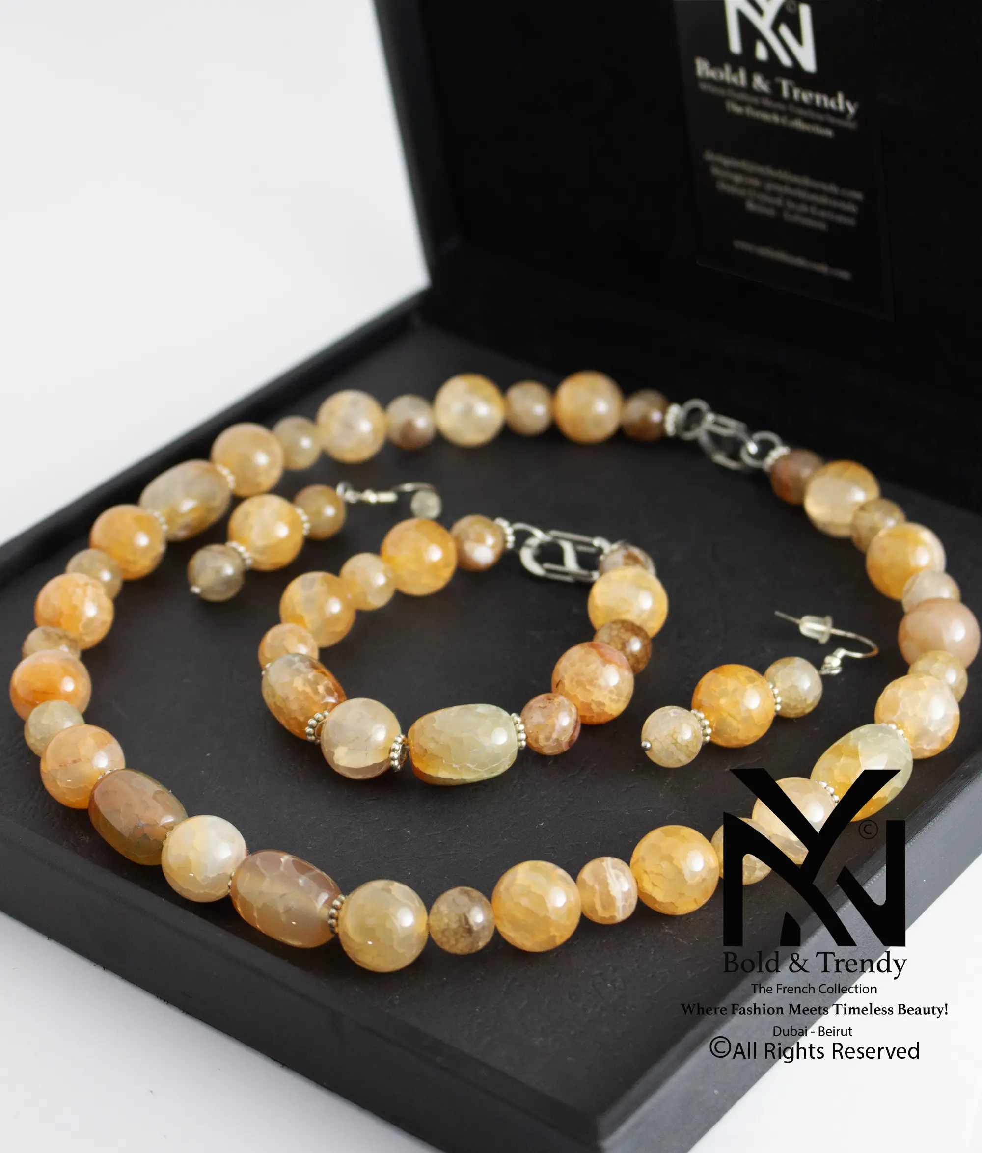  Complete Set Natural Botswana Yellow Honey Agate 1