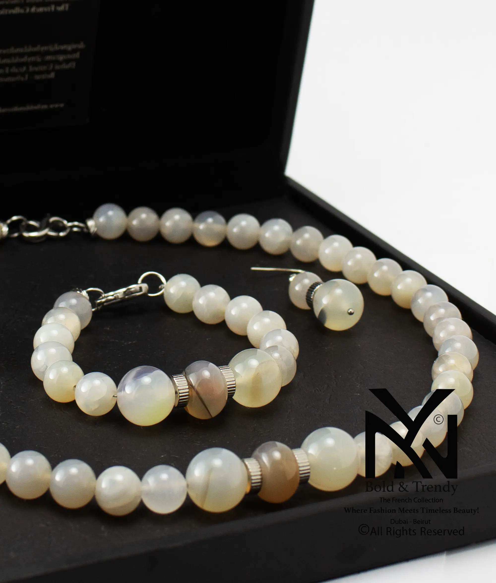  Complete Set Natural Moss Pearl Agate 1