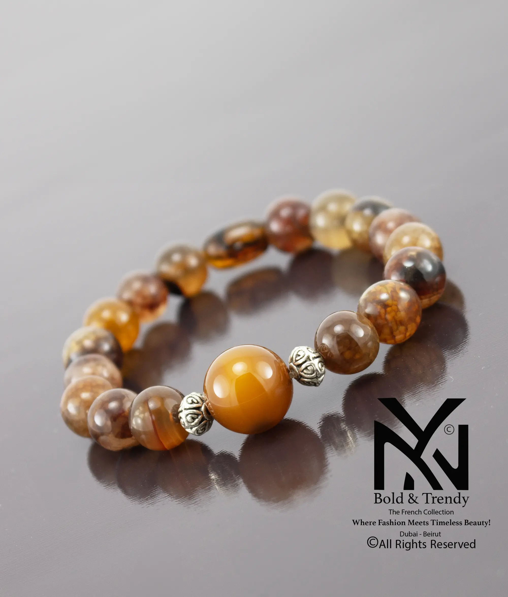 Unisex Bracelet Brazilian Hazel Agate And Honey Dragon Agate 1