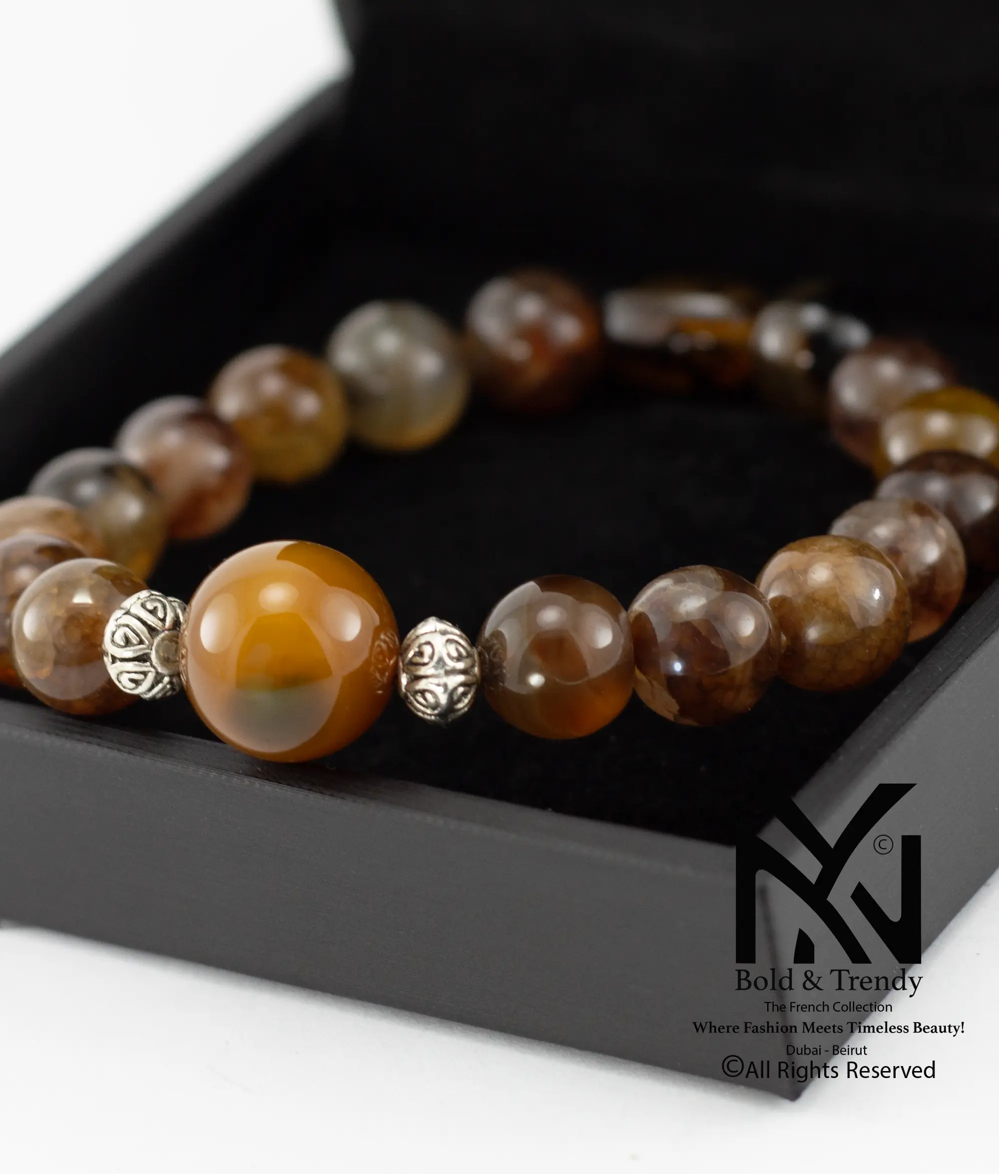 Unisex Bracelet Brazilian Hazel Agate And Honey Dragon Agate 1