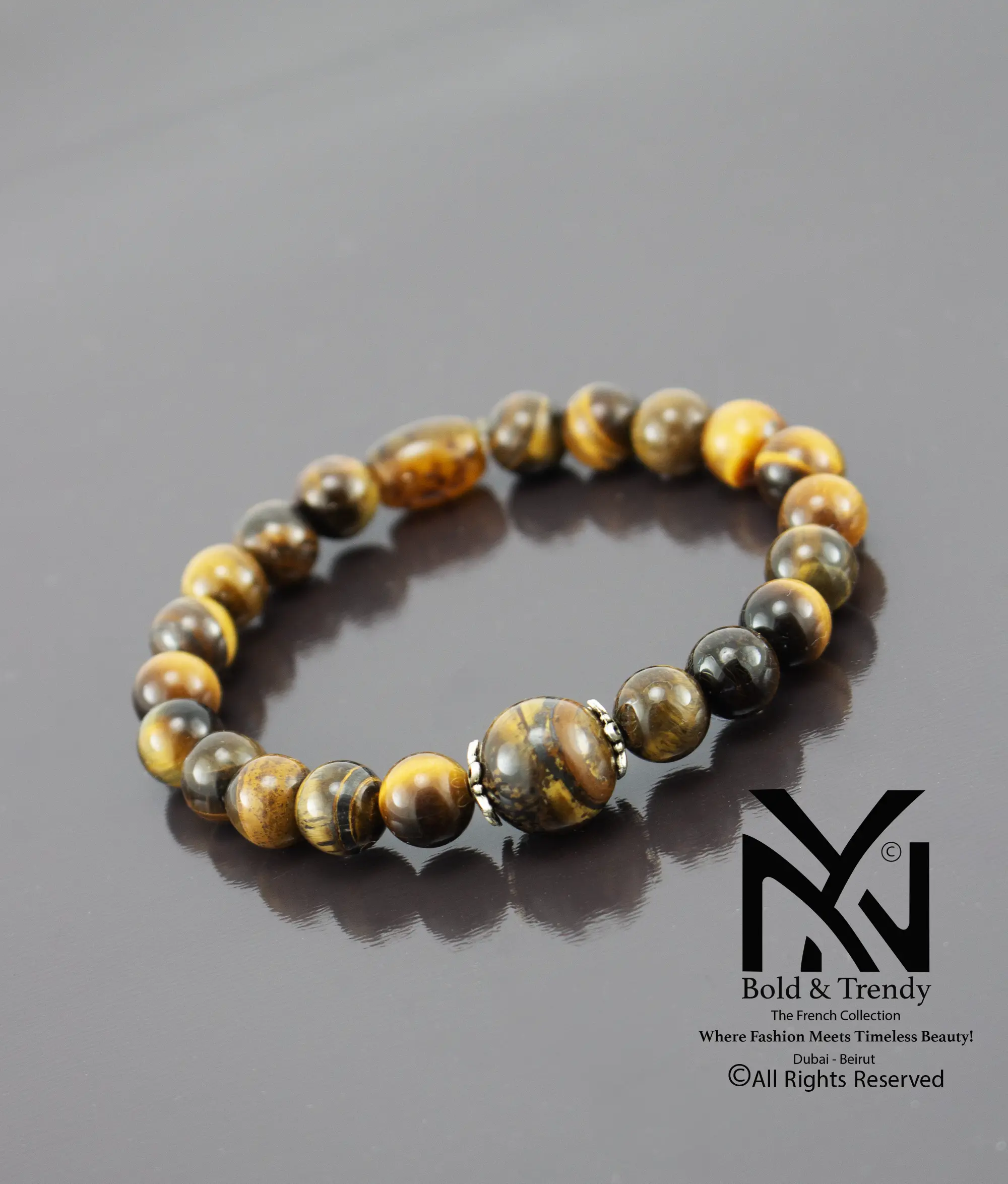 Unisex Bracelet Natural Brown Gold Tiger Eye 1