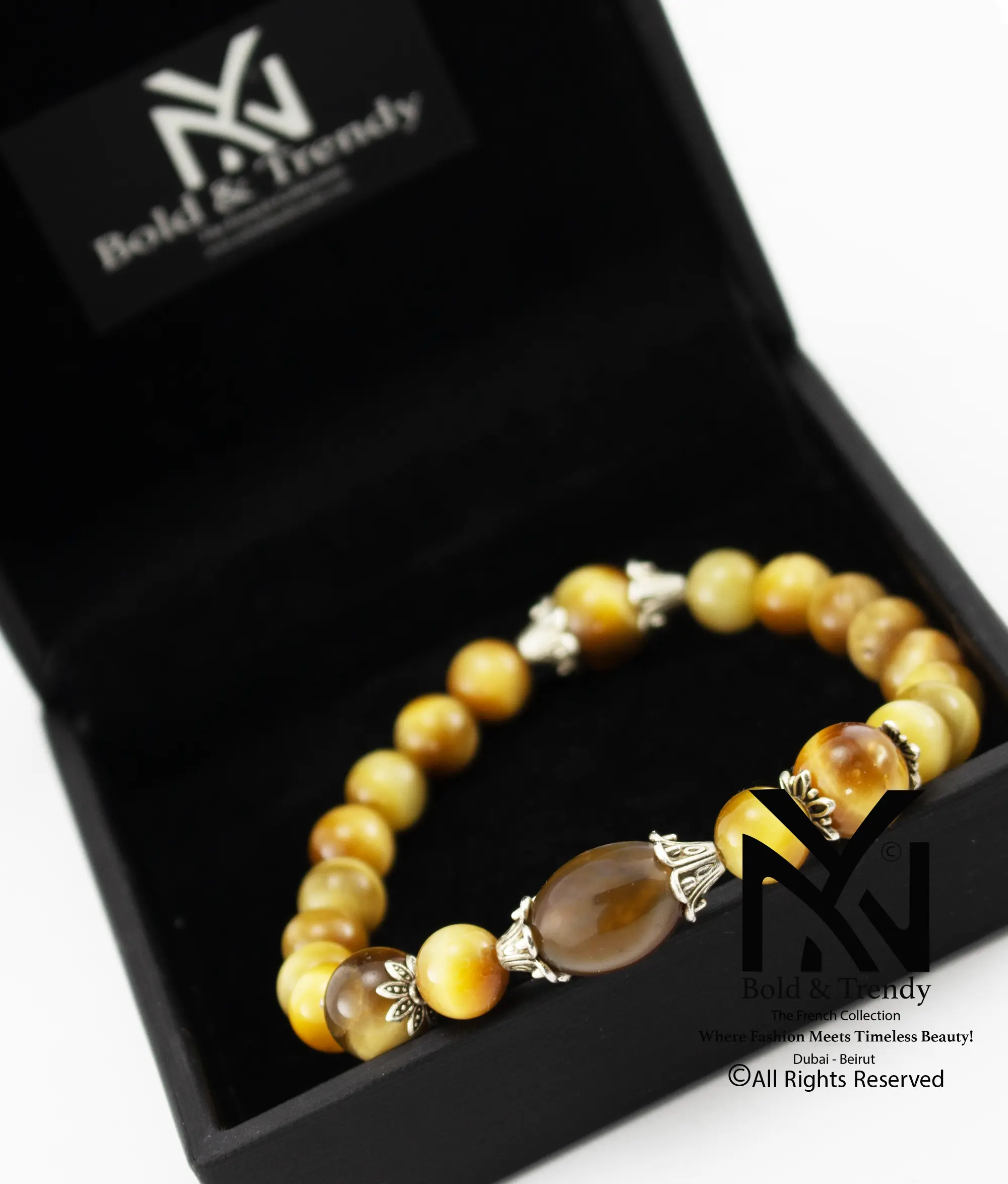  Unisex Bracelet Natural Yellow Brazilian Tiger Eye 1