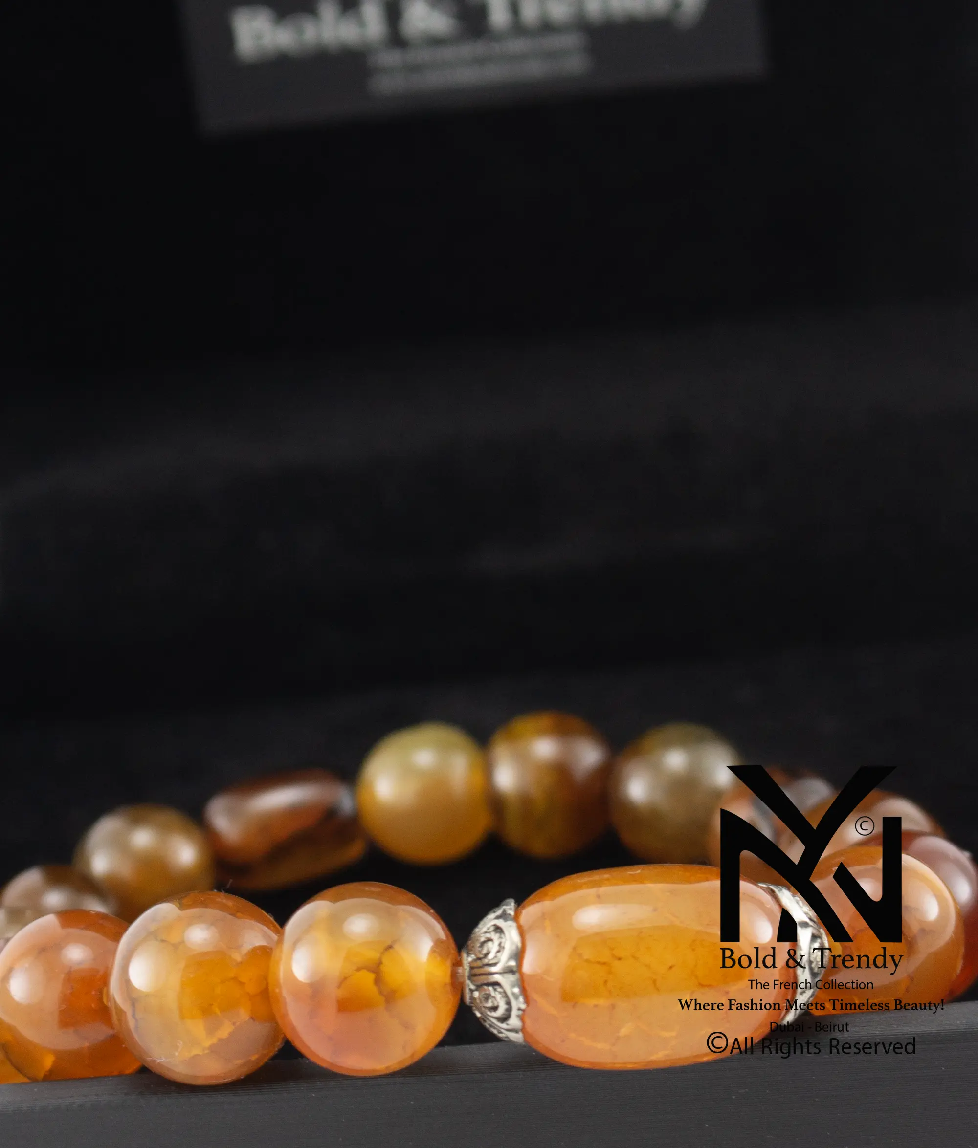  Unisex Bracelet Natural Yellow-Orange Yamani Agate 1