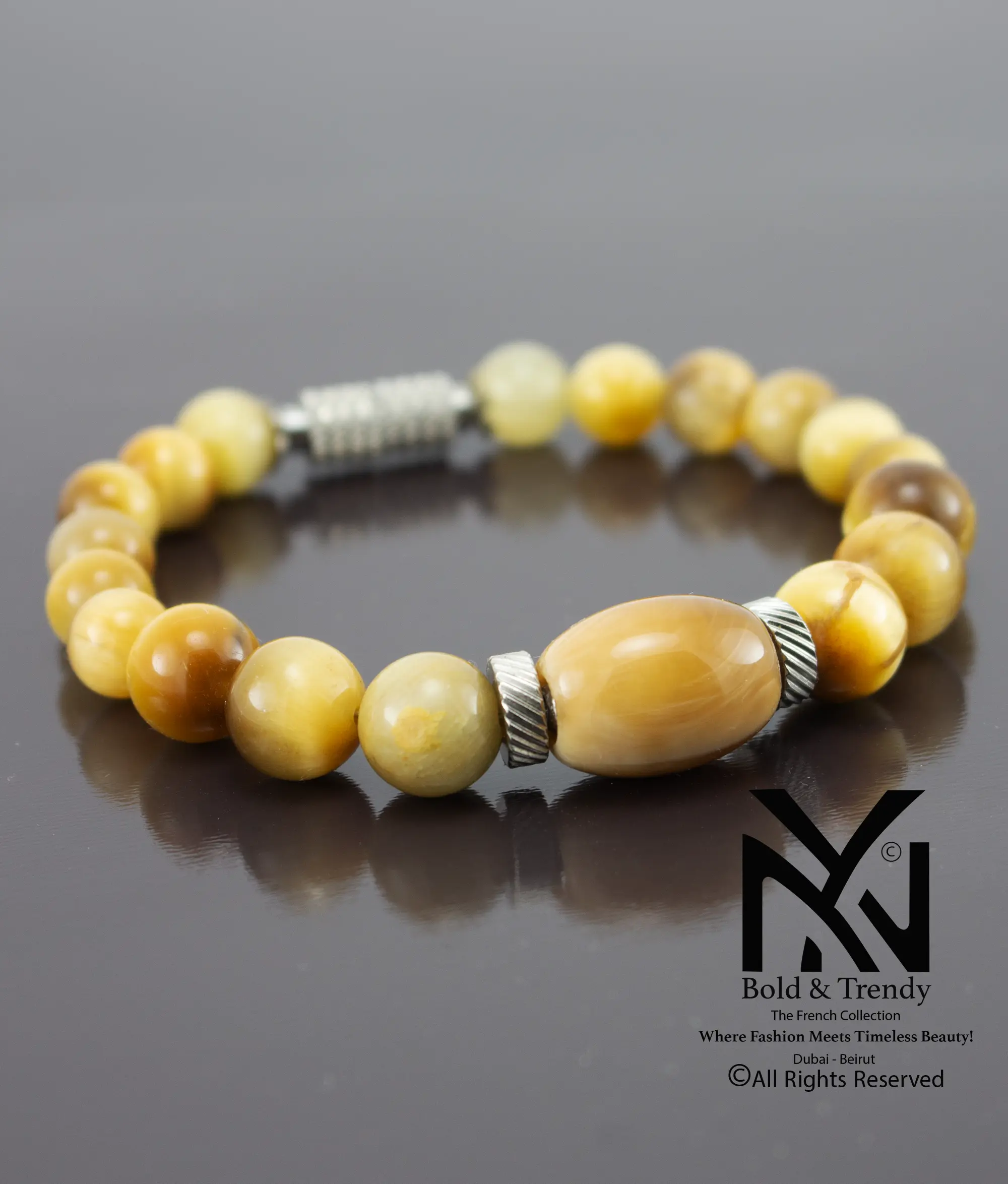 Unisex Bracelet Natural Yellow Tiger Eye 1