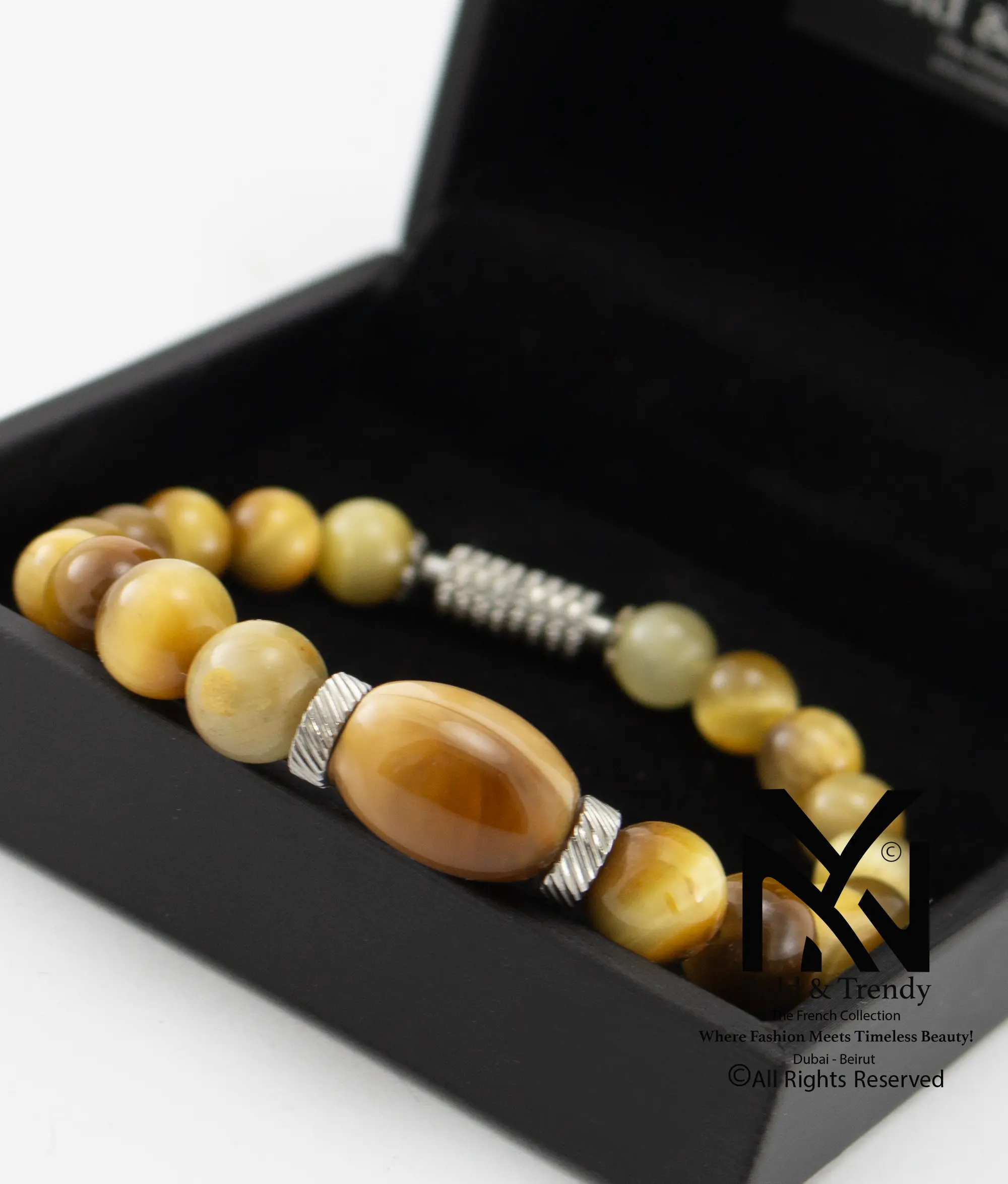  Unisex Bracelet Natural Yellow Tiger Eye 1