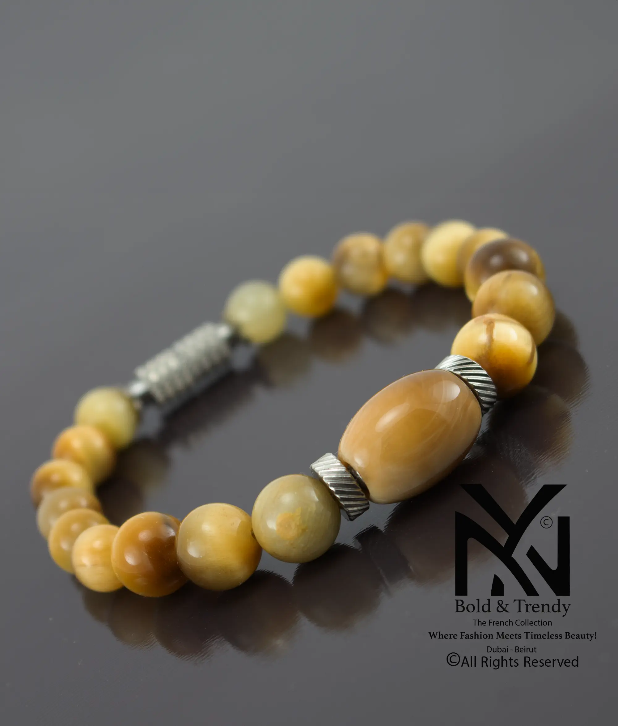  Unisex Bracelet Natural Yellow Tiger Eye 1