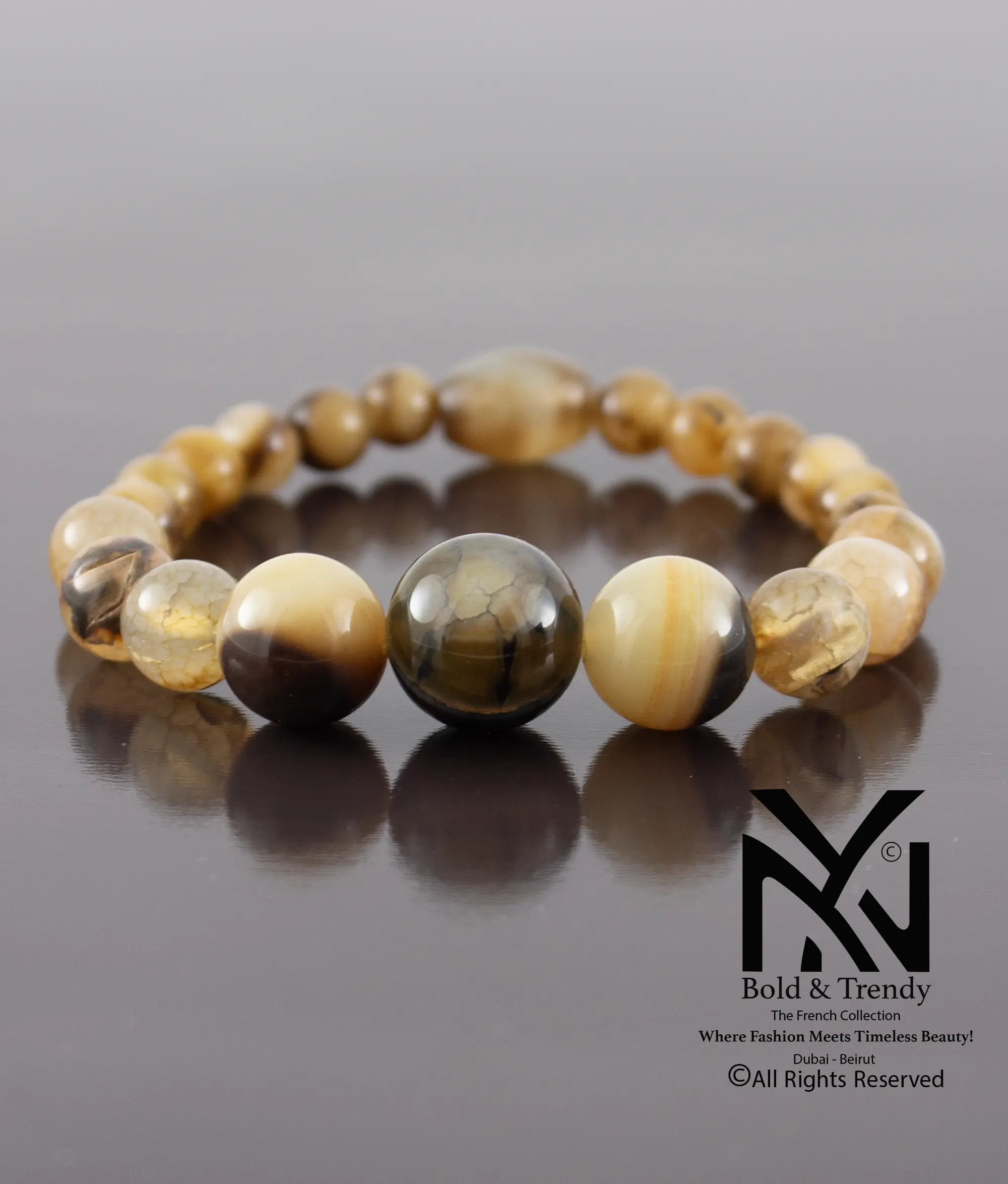Unisex Bracelet Black Lava And Mexican Red Agate 1