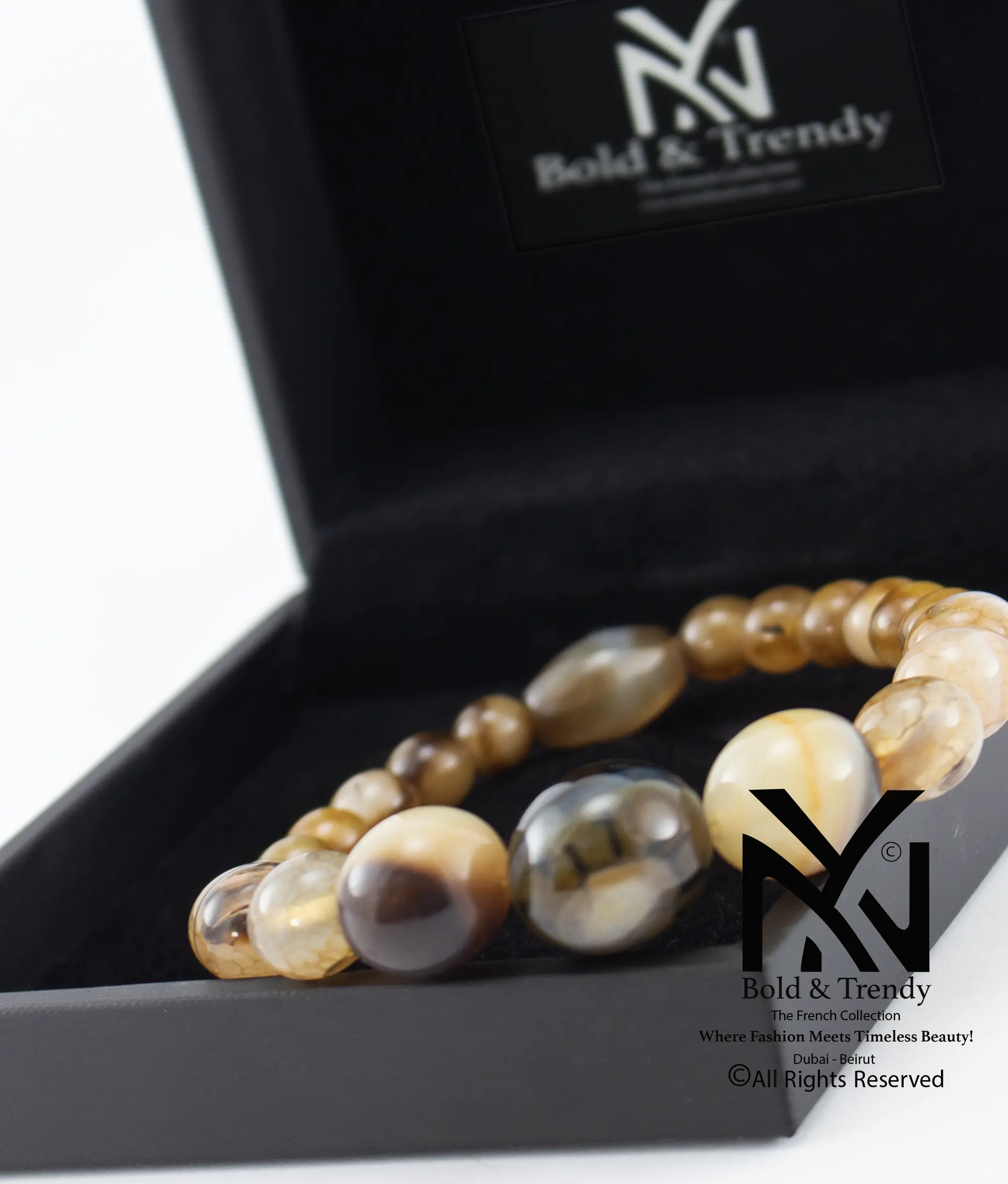  Unisex Beads Brazilian Beads Ivory And Hazel Agate Bracelets 1