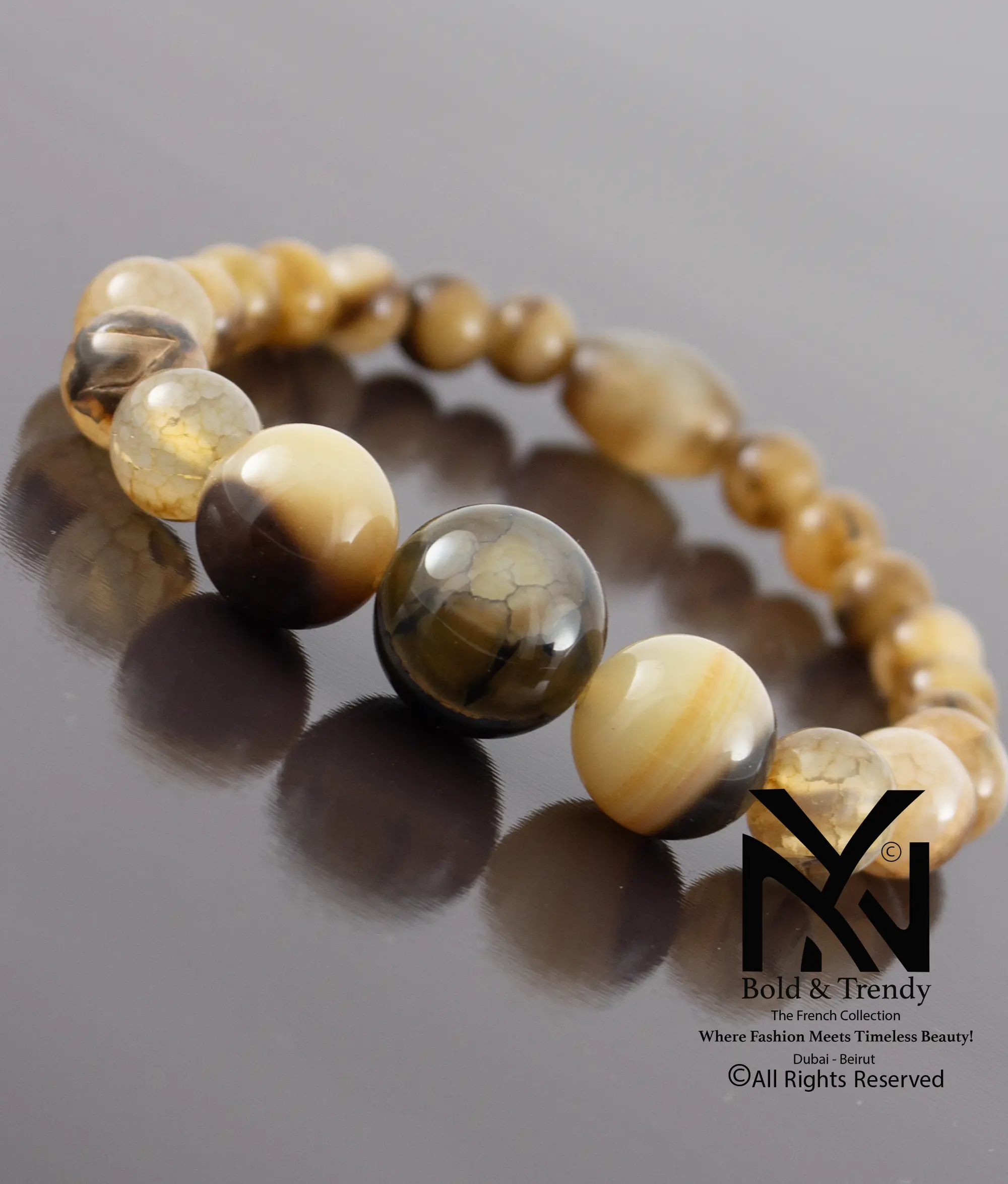  Unisex Beads Brazilian Beads Ivory And Hazel Agate Bracelets 1